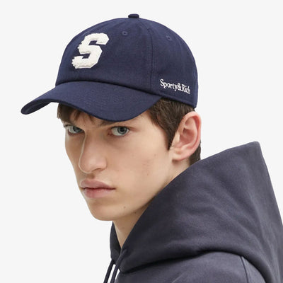 SPORTY & RICH | BOUCLE S WOOL CAP { NAVY