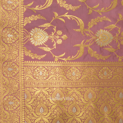 Rose Pink Meenakari Banarasi Katan Silk Saree