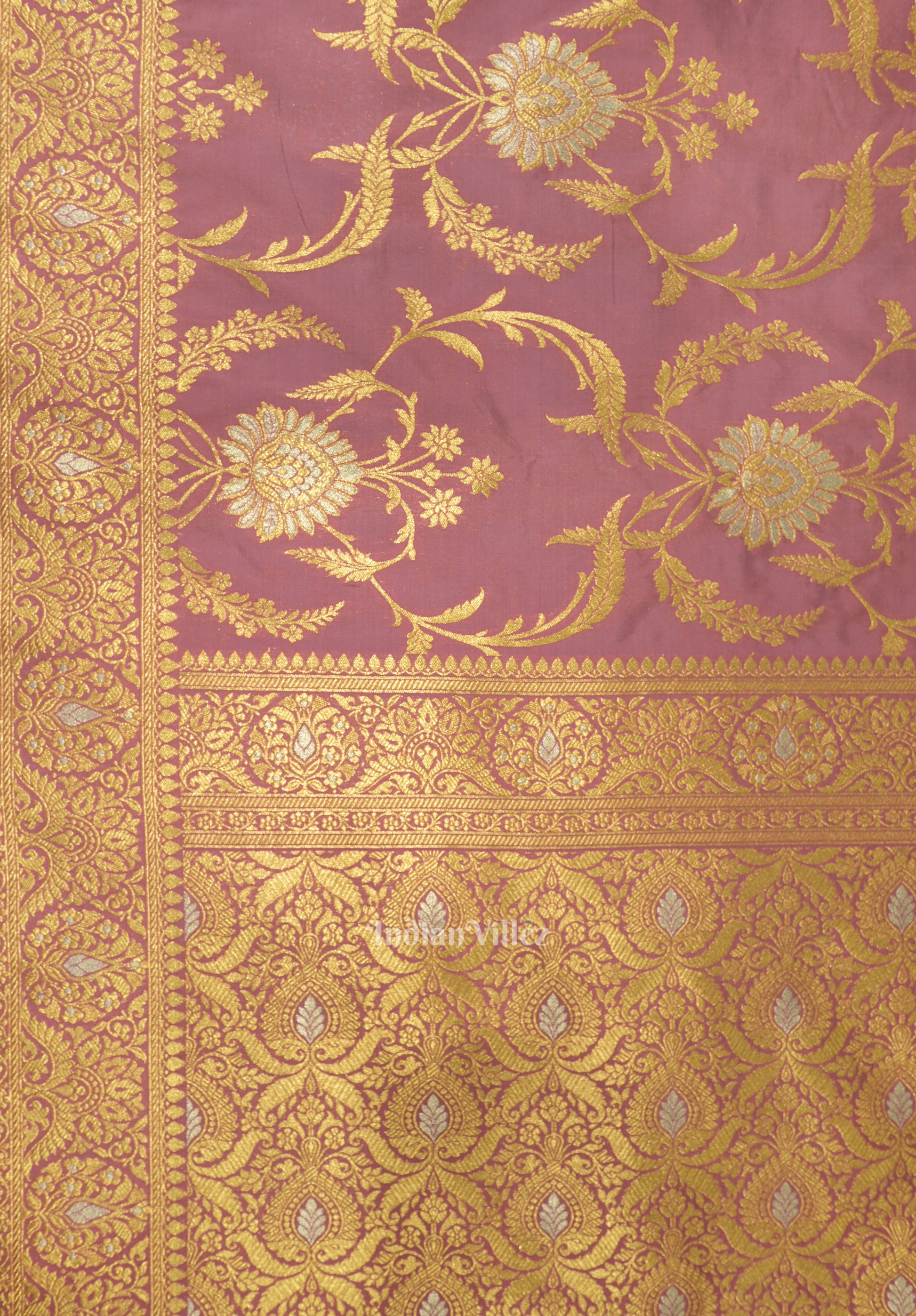 Rose Pink Meenakari Banarasi Katan Silk Saree