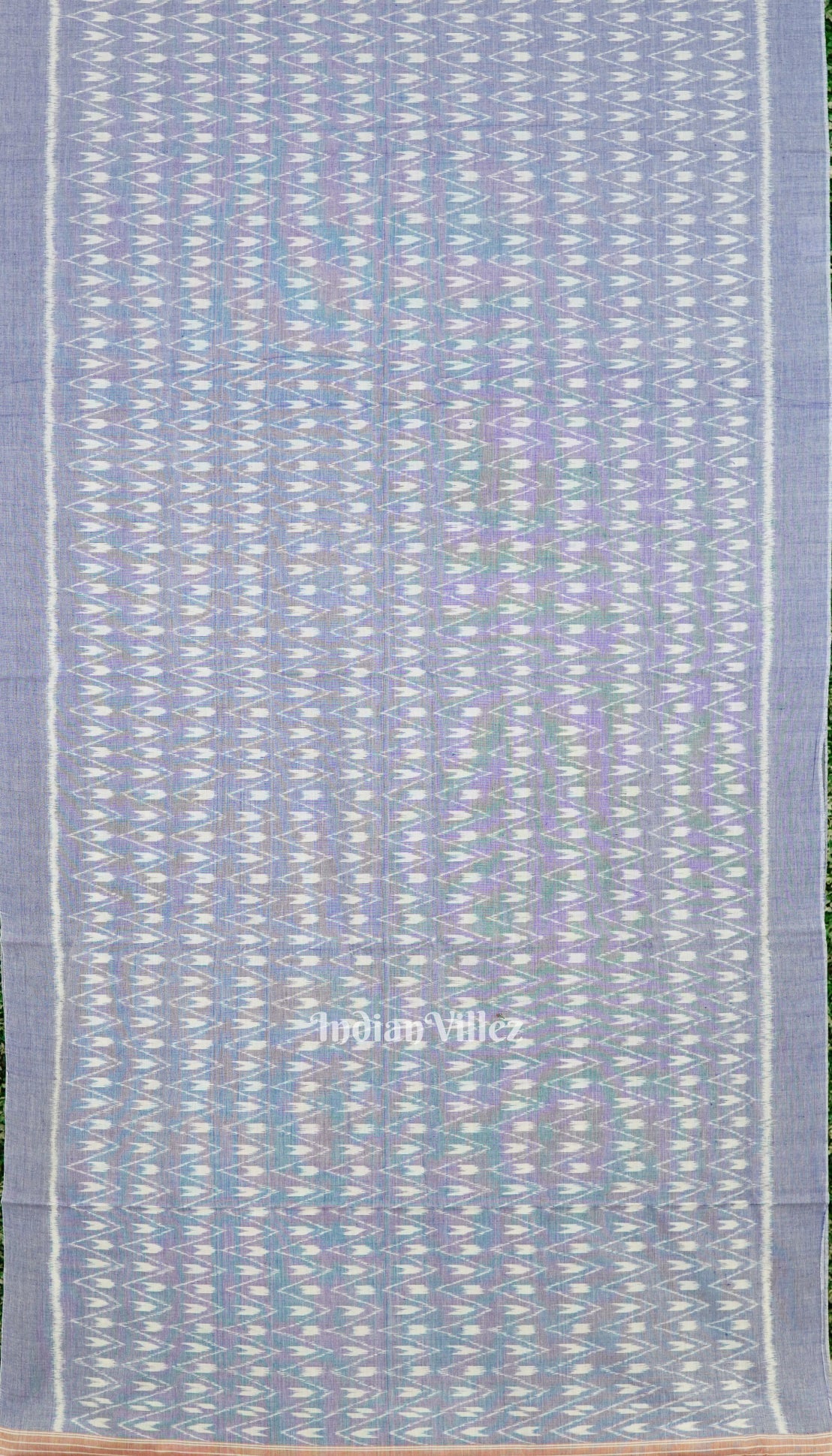 Blue Grey Odisha Sambalpuri Ikat Cotton Saree
