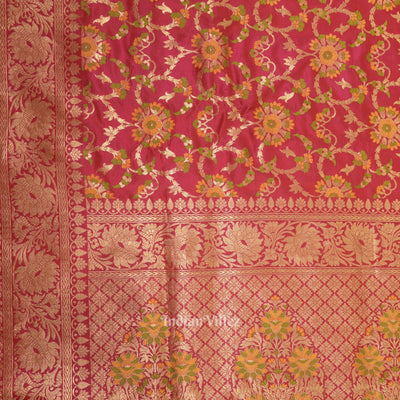 Rani Pink Meenakari Banarasi Katan Silk Saree