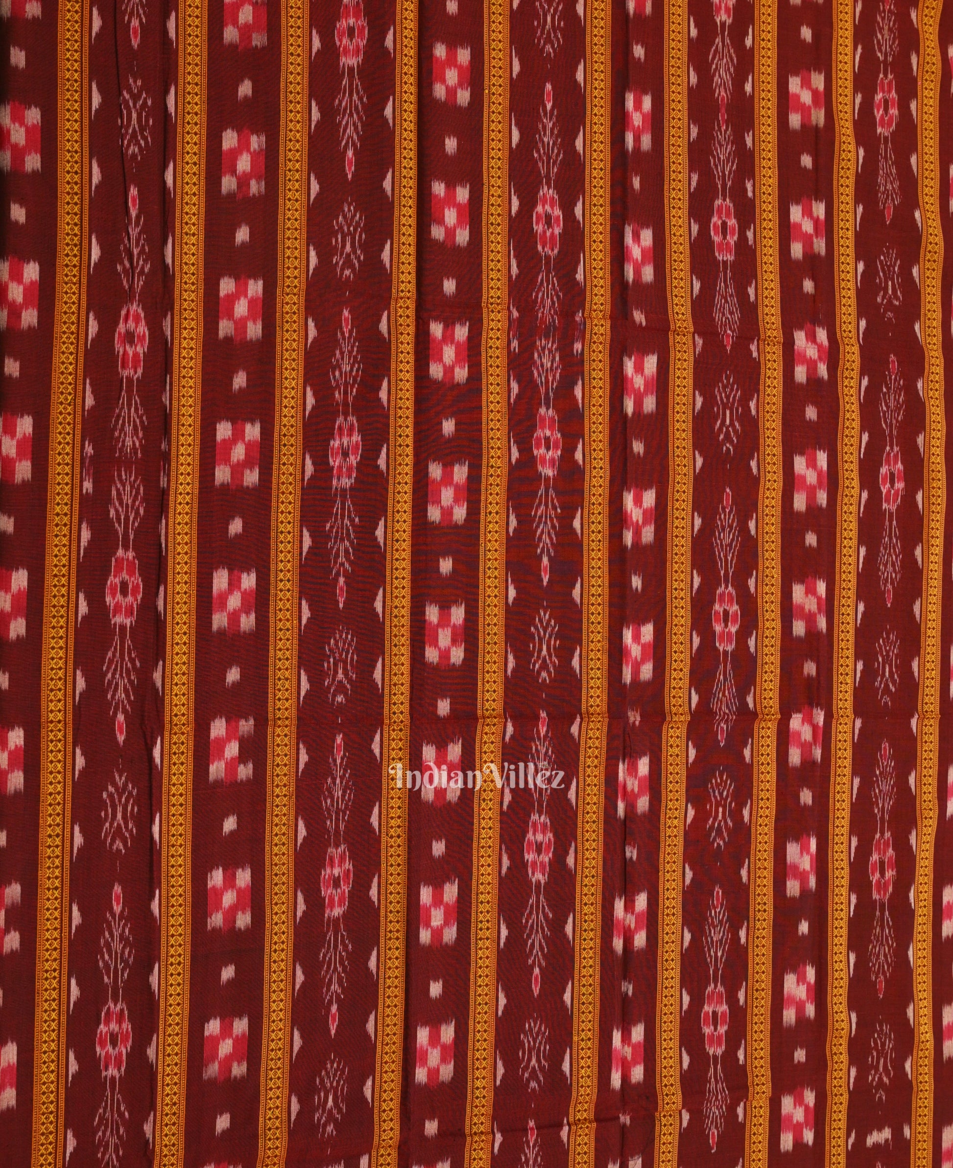 Maroon Maniabandha Sambalpuri Cotton Dress set & Dupatta