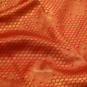 Camel Red Pure Kanjivaram Silk Saree