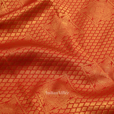 Camel Red Pure Kanjivaram Silk Saree