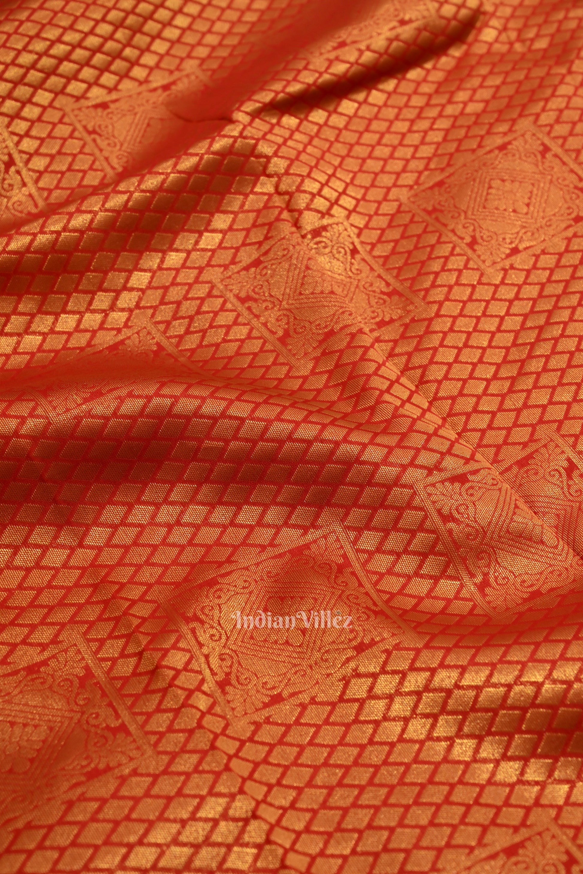 Camel Red Pure Kanjivaram Silk Saree