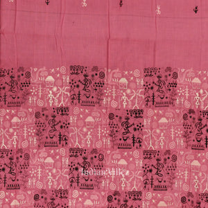 Pink Black Tribal Design Sambalpuri Dress Material & Dupatta