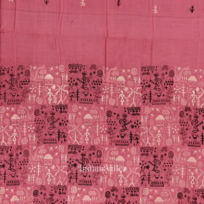 Pink Black Tribal Design Sambalpuri Dress Material & Dupatta