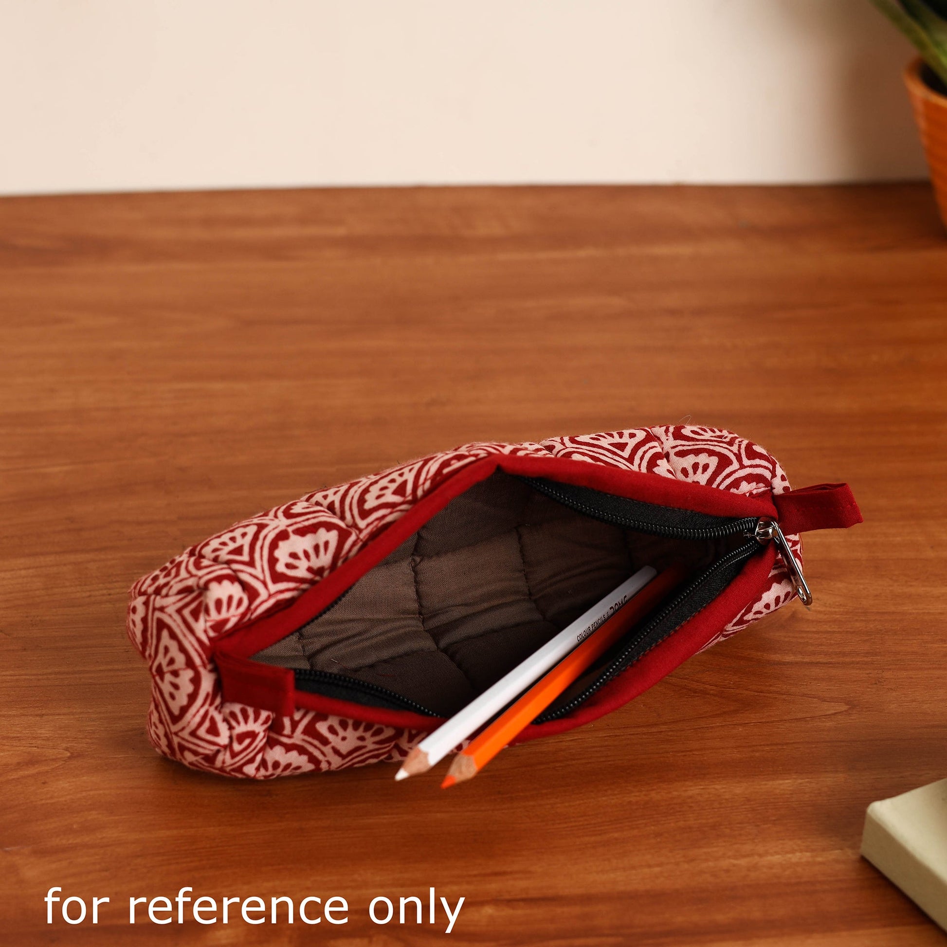 Beige - Handmade Quilted Cotton Pencil Pouch 20