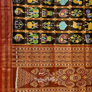 Red Black Nabakothi Odisha Ikat Khandua Silk Saree