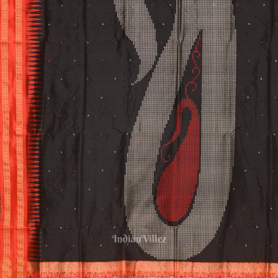 Dark Black Buti Design Bomkai Sambalpuri Silk saree
