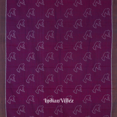 Blueberry Pigeon Odisha Ikat Sambalpuri Pure Cotton Saree