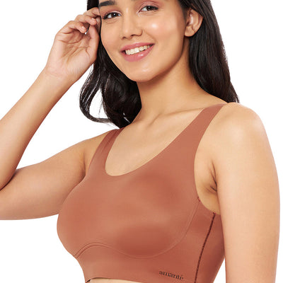 Skins Solid Non Padded Non-Wired Scoop Neck Cami Bra - Caramel Nude