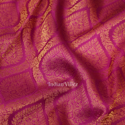 Magenta Pure Brocade with Golden Border Kanjivaram Silk Saree
