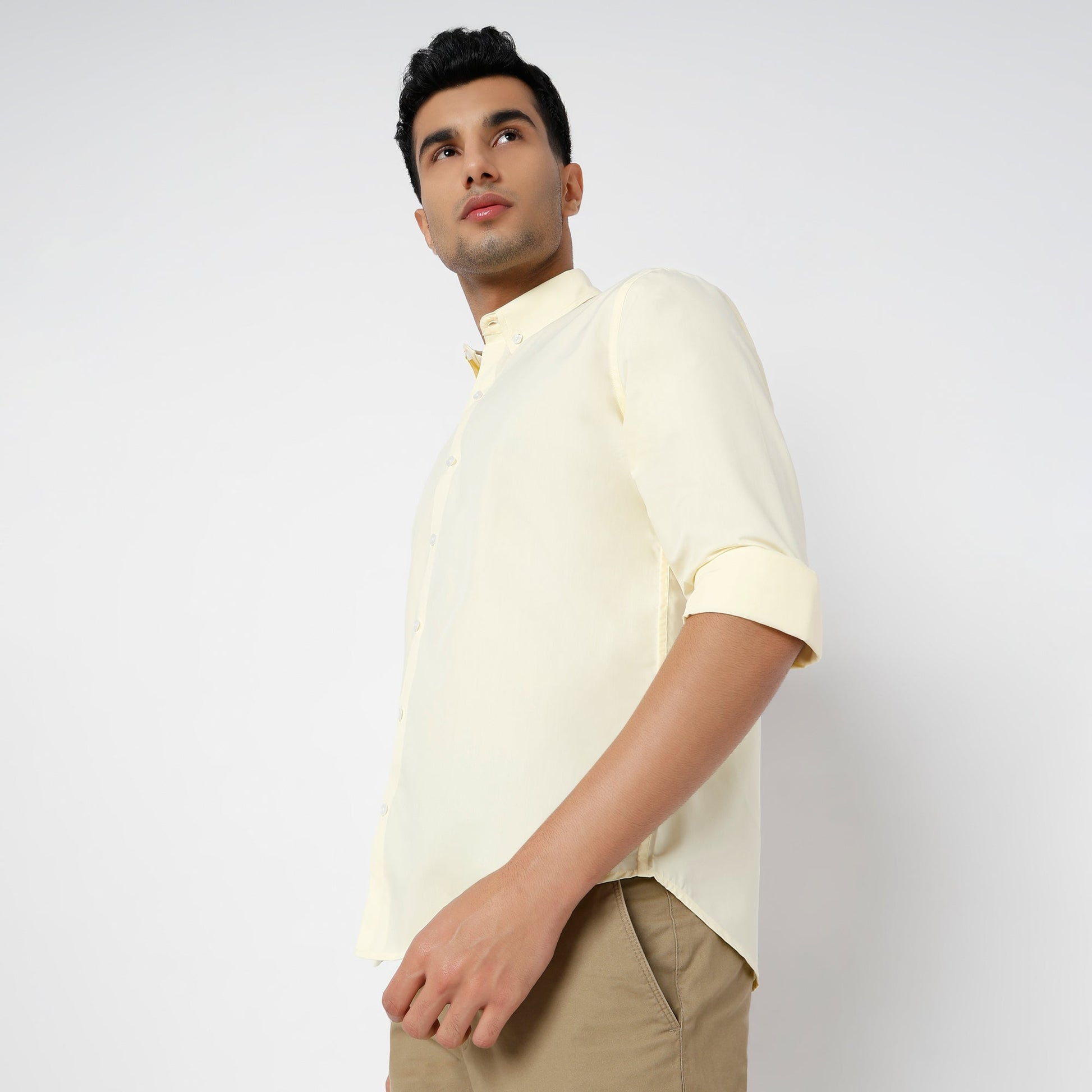 Men's Yellow Linen Casual Shirt