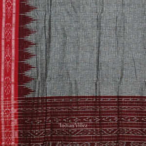 Gray Maroon Jharana Maniabandha Cotton Saree