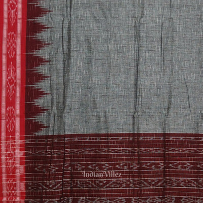 Gray Maroon Jharana Maniabandha Cotton Saree