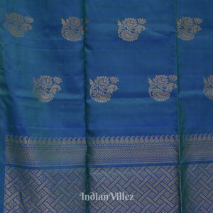 Blue Green Pure Kanjivaram Soft Silk Saree