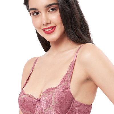 Eternal Bliss Padded Wired Balconette Bra - Messa Rose