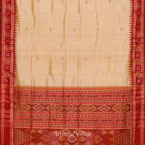 Cream Red Odisha Handloom Buti Theme Khandua Silk Saree