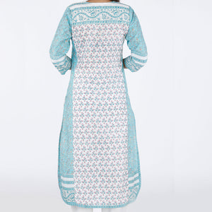 Hand block printed cotton paneled Kurti with pants