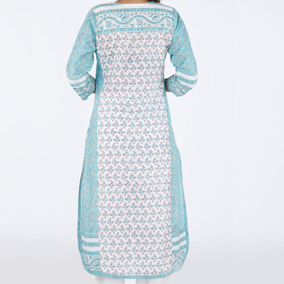 Hand block printed cotton paneled Kurti with pants