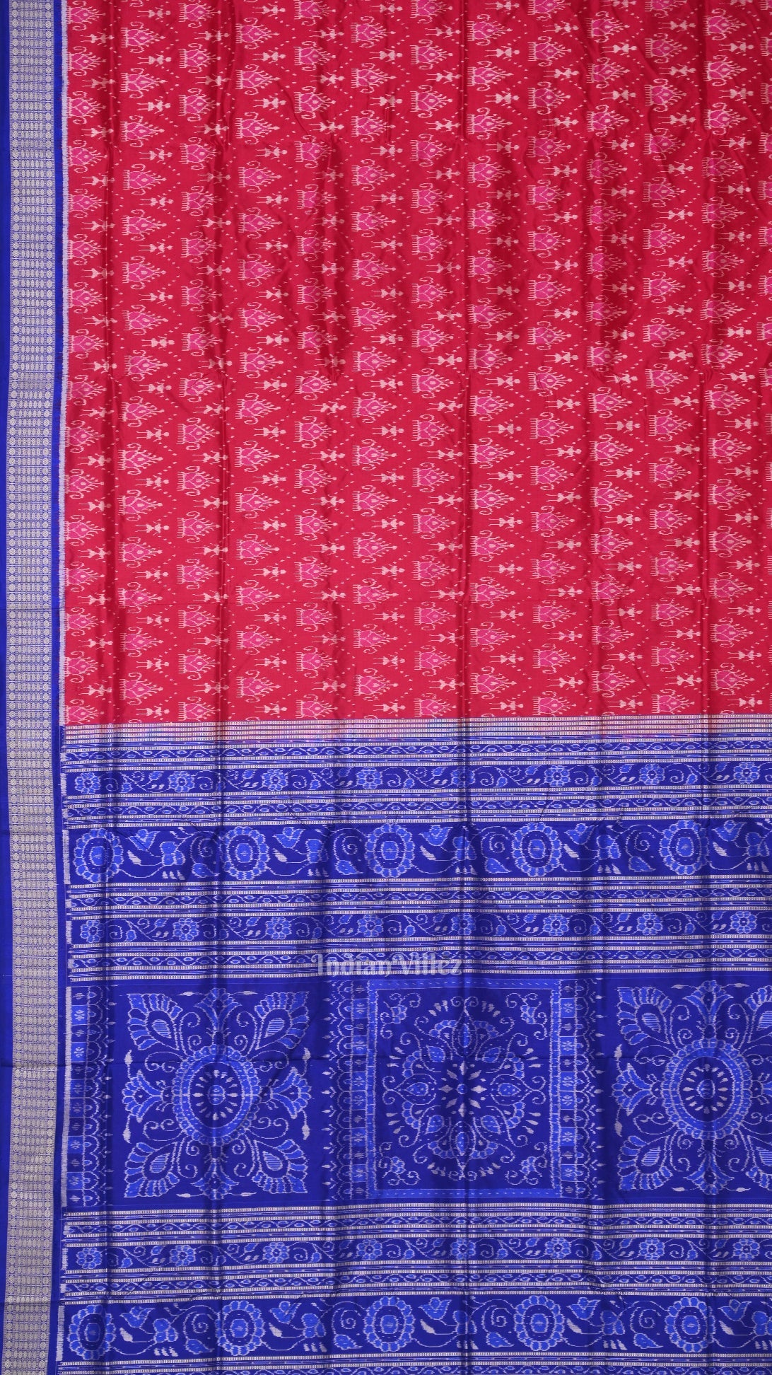 Pink Royal Blue Tribal Theme Sambalpuri Silk Saree
