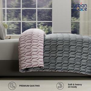 Fluffy & Heavy 200 GSM Microfiber Reversible Quilted Winter Comforters - Grey & Rose