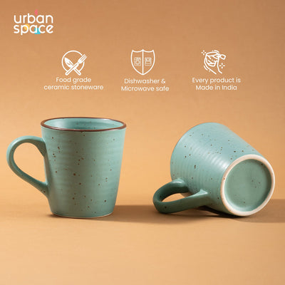 Handmade Ceramic Tea / Coffee Mugs, Set of 2, Ocean Green
