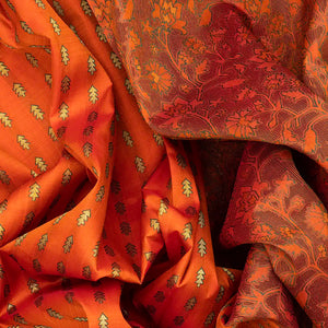 Orange Handloom Lino Lite Partly Silk Saree Meena Motifs