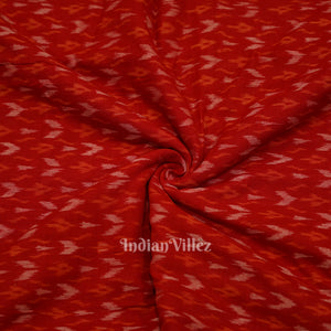 Deep Red Arrows Motif Sambalpuri Ikat Cotton Fabric