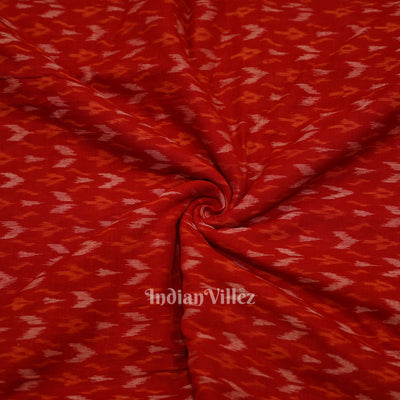 Deep Red Arrows Motif Sambalpuri Ikat Cotton Fabric