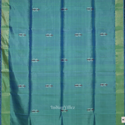 Light Blue Pink Bishnupuri Silk Saree with Budha Tissue Anchal