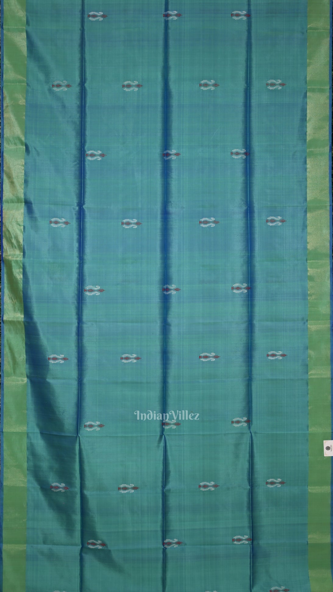 Light Blue Pink Bishnupuri Silk Saree with Budha Tissue Anchal