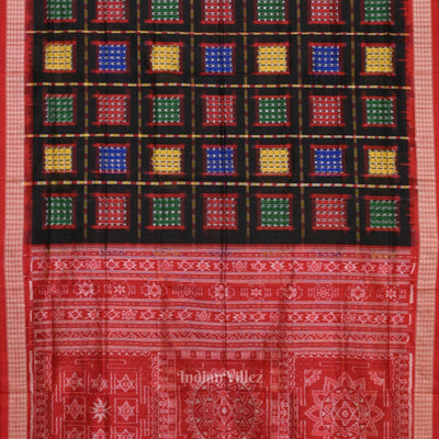 Black with Multicolor Ashwini Odisha Ikat Sambalpuri Silk Saree