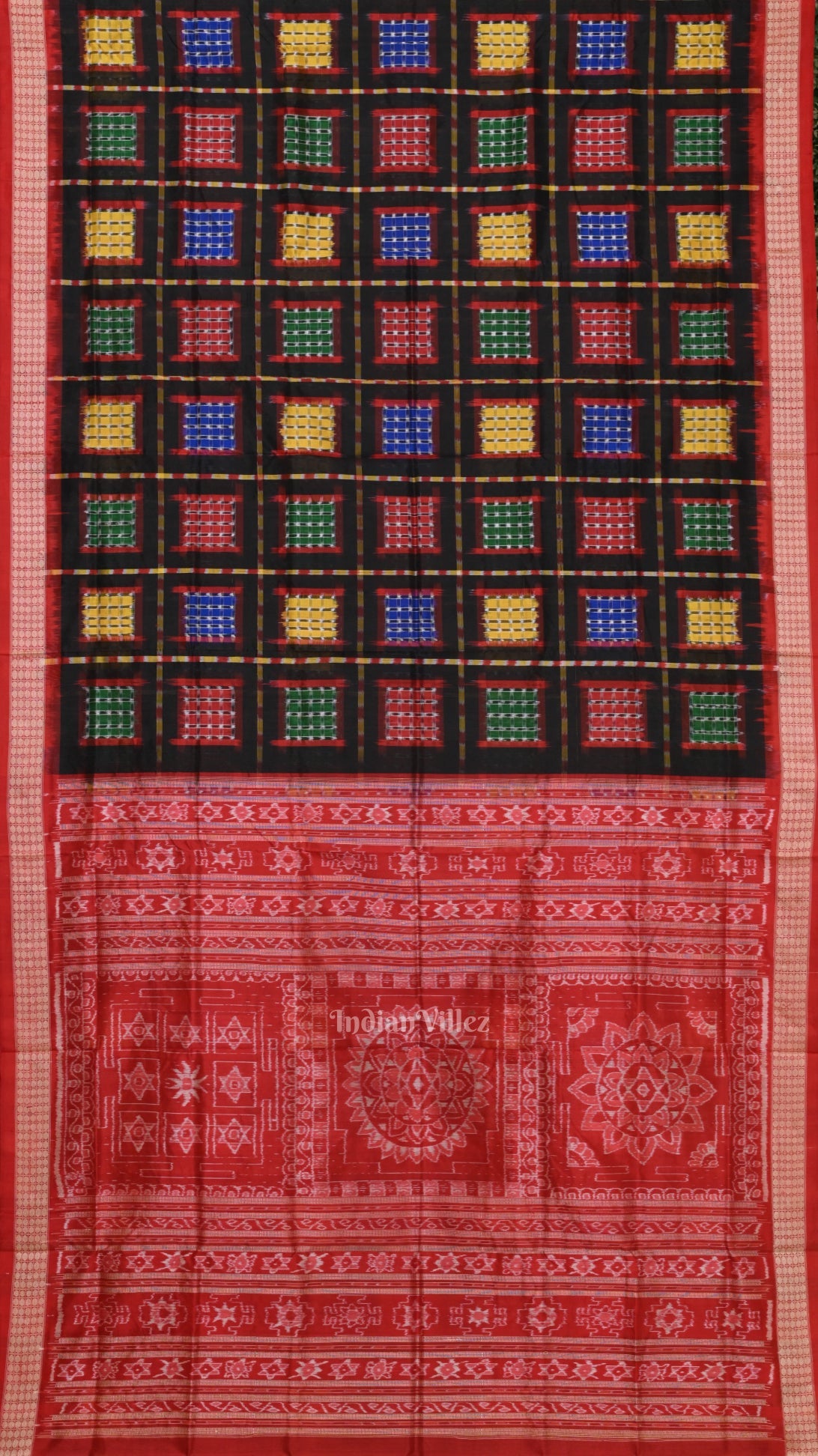Black with Multicolor Ashwini Odisha Ikat Sambalpuri Silk Saree
