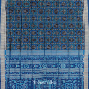 Deep Copper Sulphate Fish Motif Odisha Ikat Sambalpuri Silk Saree