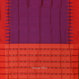 Purple Red Bomkai Sambalpuri Silk Saree