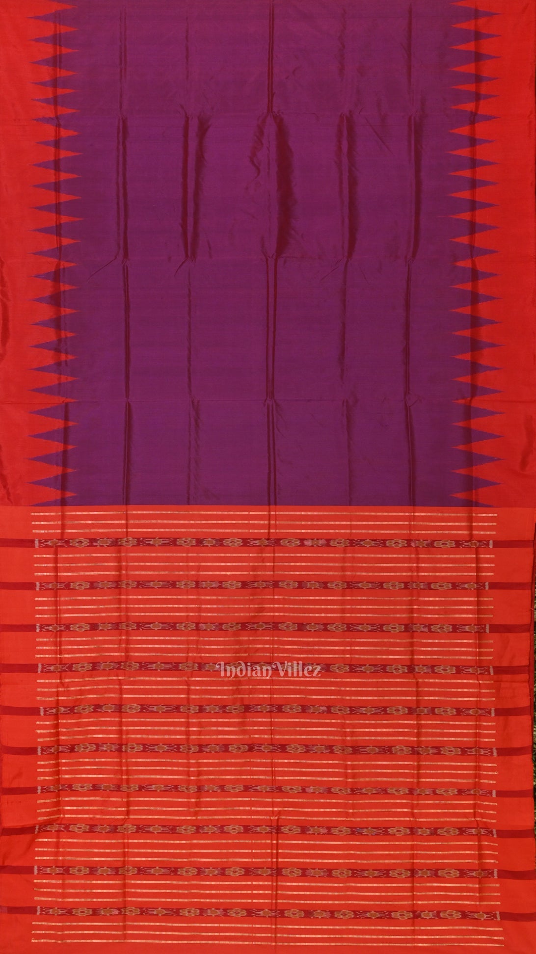 Purple Red Bomkai Sambalpuri Silk Saree