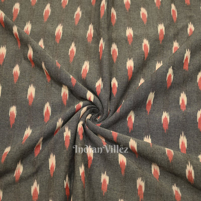 Light Grey Pochampally Ikat Cotton Fabric