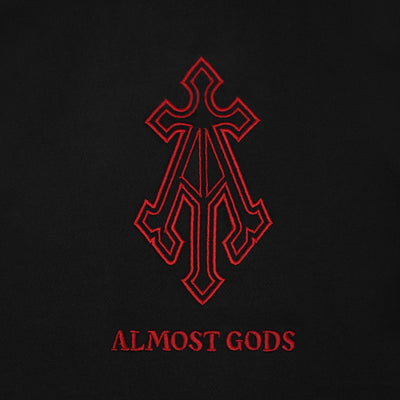 ALMOST GODS | ALPHA CROSS EMBROIDERED T-SHIRT { BLACK