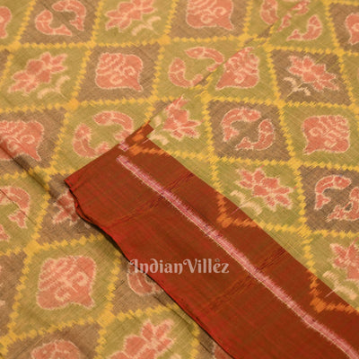 Mehendi Green Laxmi Pada & Shankha Theme Sambalpuri  Cotton Fabrics