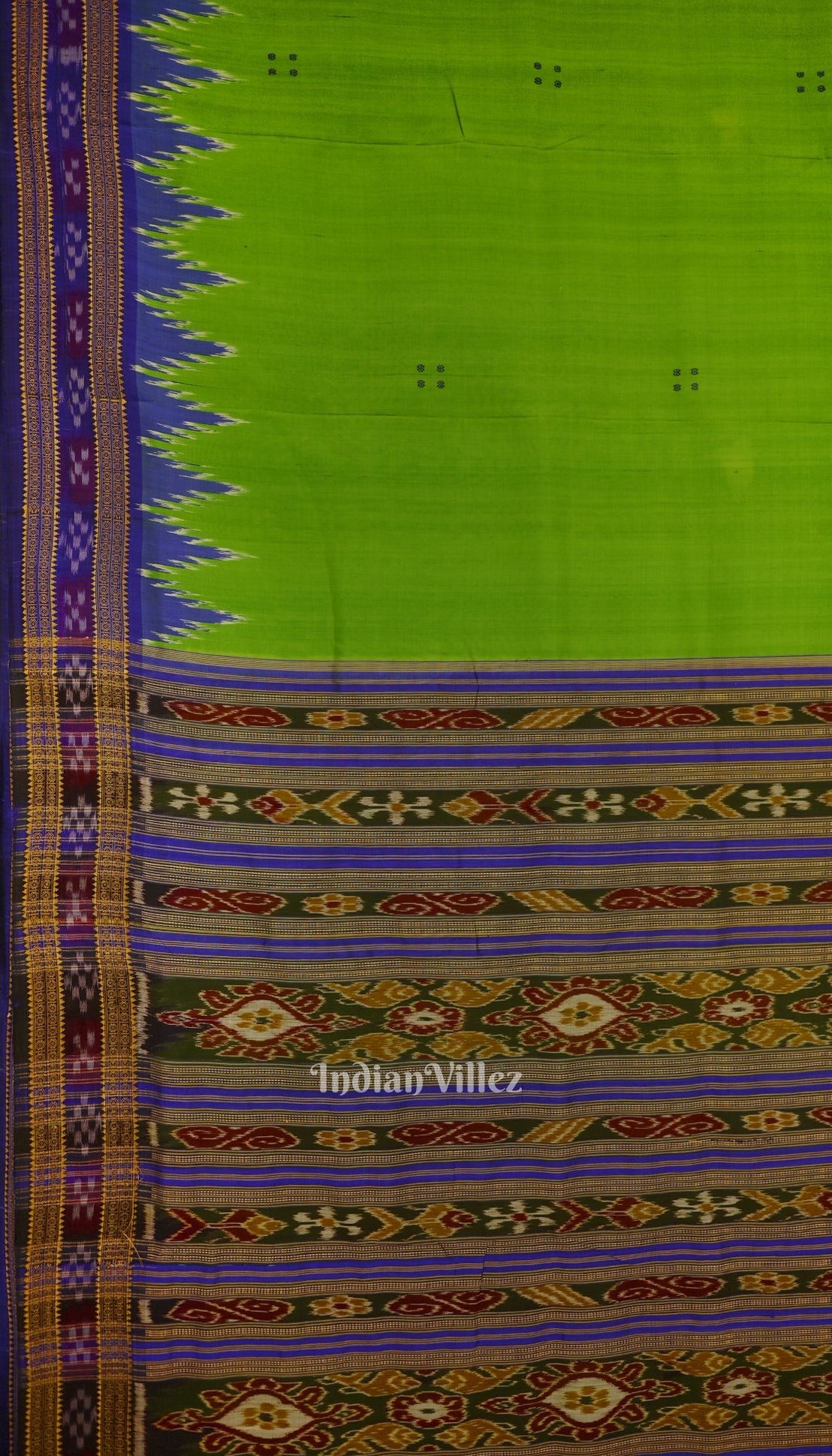 Green Kumbha Design Odisha Ikat Khandua Silk Saree