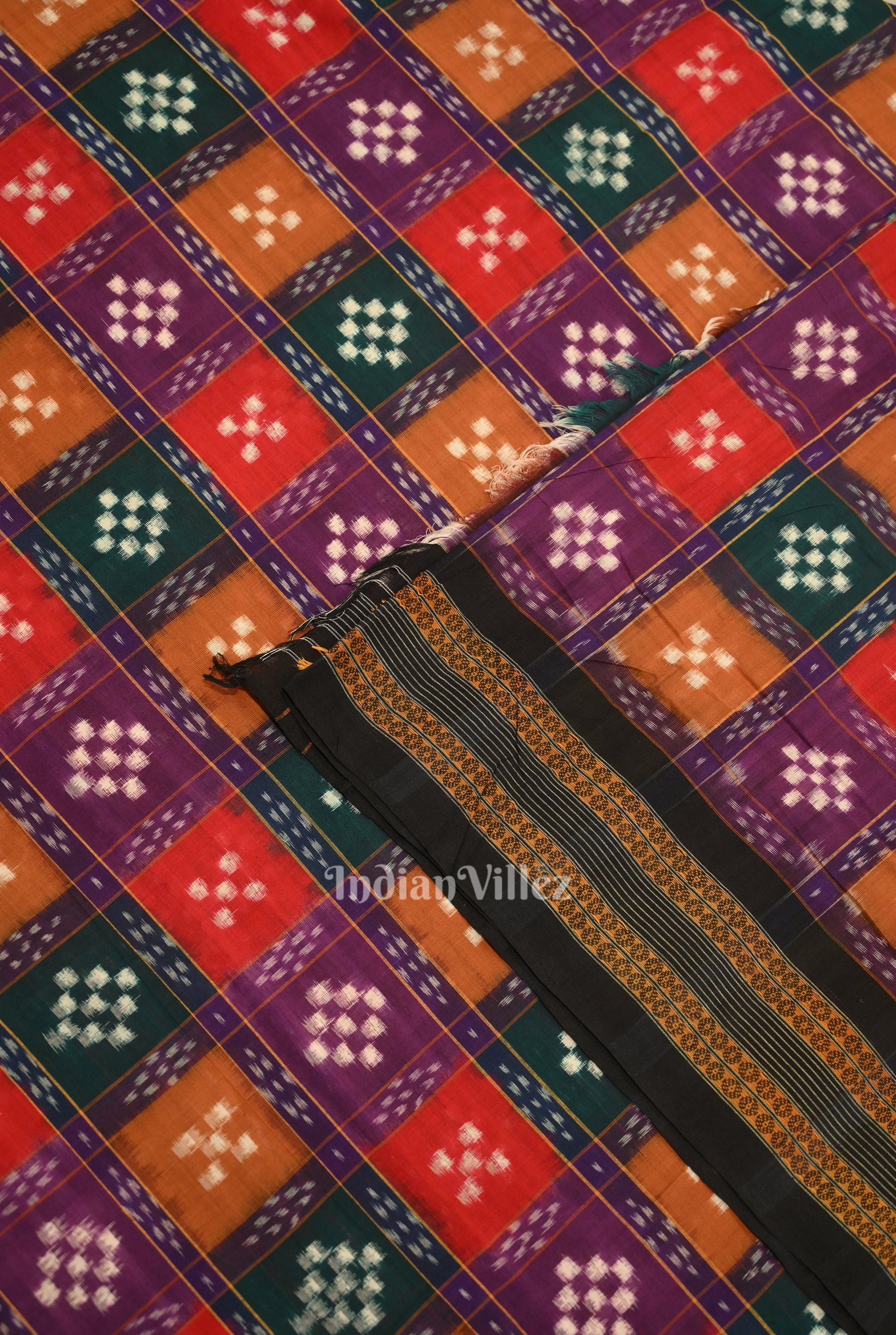 Multi Color Pasapali Sambalpuri Ikat Cotton Fabric