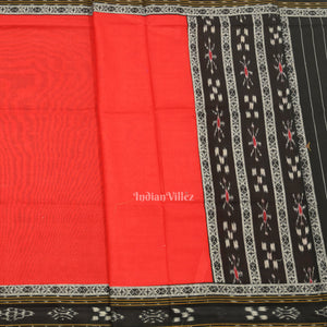 Black Red Pasapali Sambalpuri Cotton Dress set with Dupatta
