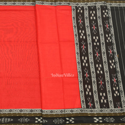 Black Red Pasapali Sambalpuri Cotton Dress set with Dupatta
