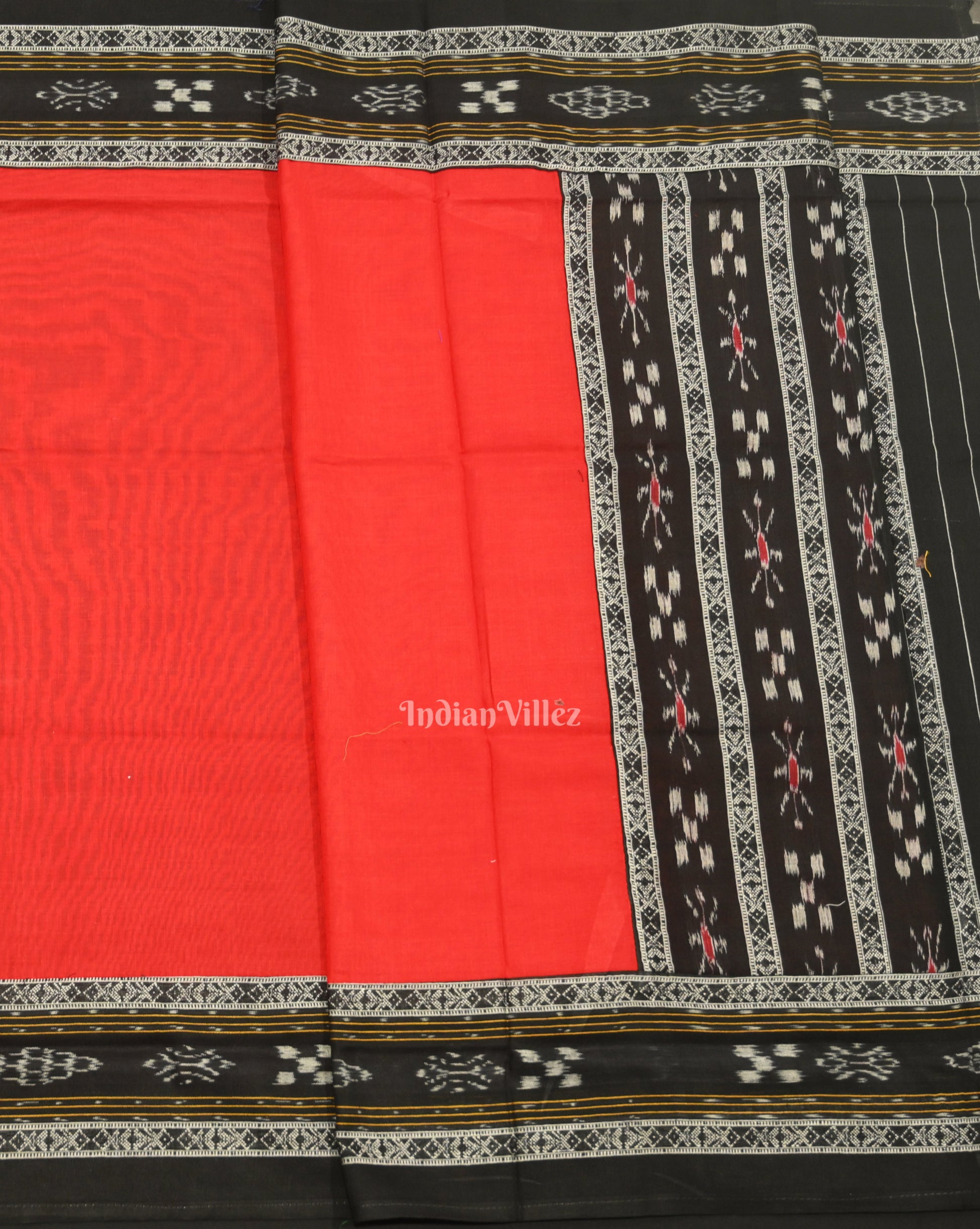 Black Red Pasapali Sambalpuri Cotton Dress set with Dupatta