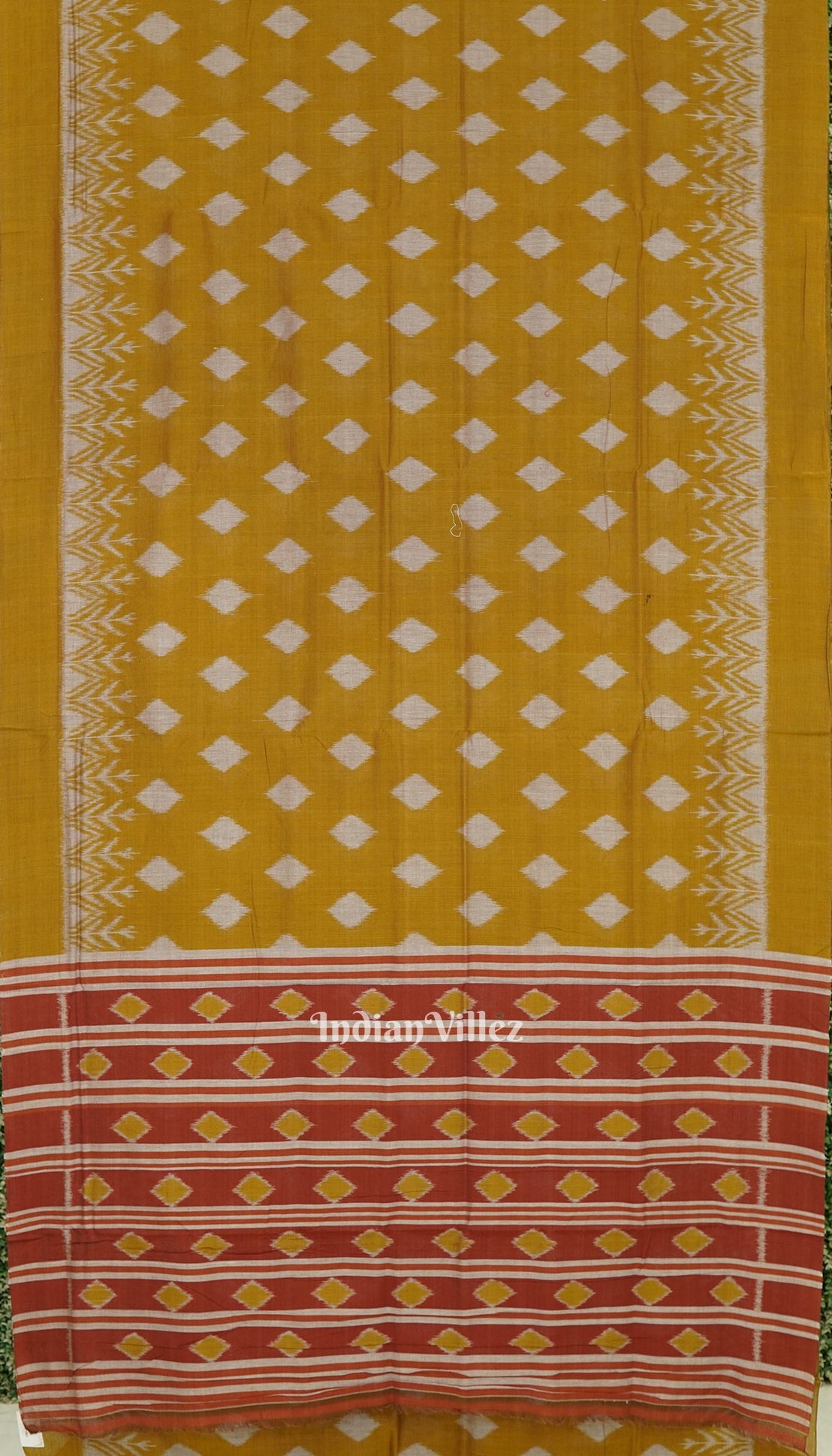 Mustard Yellow Maniabandha Theme Cotton Saree