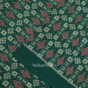 Green Floral Theme Sambalpuri Ikat Cotton Fabric