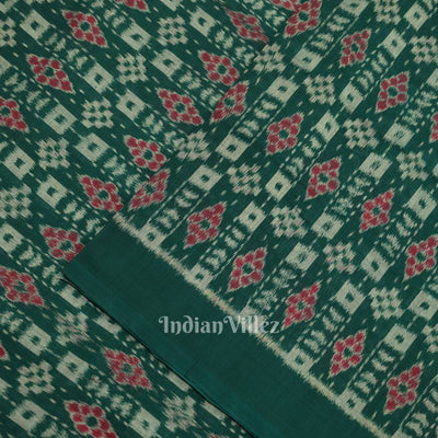 Green Floral Theme Sambalpuri Ikat Cotton Fabric