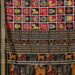 Black Nabakothi Odisha Ikat Khandua Silk Saree